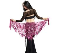 XAGMODSHN Chaîne de taille à paillettes étincelantes - Ceinture de danse indienne - Écharpe de hanche - Accessoire de mode bruyant - Accessoires de danse du ventre scintillants, R, taille unique