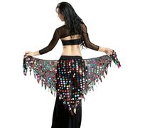 XAGMODSHN Chaîne de taille à paillettes étincelantes - Ceinture de danse indienne - Écharpe de hanche - Accessoire de mode bruyant - Accessoires de danse du ventre scintillants, couleurs mixtes