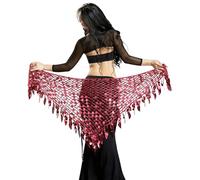 XAGMODSHN Chaîne de taille à paillettes étincelantes - Ceinture de danse indienne - Écharpe de hanche - Accessoire de mode bruyant - Accessoires de danse du ventre scintillants, rose rouge, taille