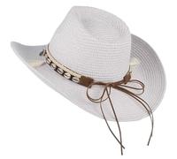 XAGMODSHN Chapeau de cowboy de vacances avec paille et coquillages Panama pour club, carnaval, festival, discothèque, fête panama