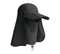 XAGMODSHN Chapeau de protection solaire avec couvre-visage et rabat pour le cou - Casquette réglable pour randonnée en plein air - Pour femme et homme - Avec housse amovible, gris foncé, XMZ279