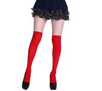 XAGMODSHN Chaussettes extra longues en coton pour femme - Couleur unie, Bas rouges, Taille unique