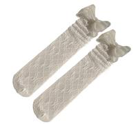 XAGMODSHN Chaussettes longues coréennes élégantes en dentelle creuse pour enfants filles mignonnes perles bordure nœud uniforme scolaire chaussettes tendance, blanc, Taille unique