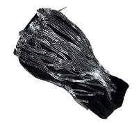 XAGMODSHN Chaussettes longues en dentelle creuse scintillante avec pompons et paillettes scintillantes pour filles, Noir , Taille unique
