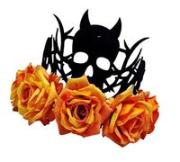 XAGMODSHN Coiffe de sorcière diable pour Halloween avec roses décoratives en tissu doux et couronnes légères