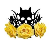 XAGMODSHN Coiffe de sorcière diable pour Halloween avec roses décoratives en tissu doux et couronnes légères