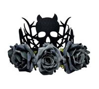 XAGMODSHN Coiffe de sorcière diable pour Halloween avec roses décoratives en tissu doux et couronnes légères