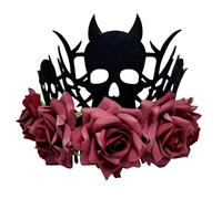 XAGMODSHN Coiffe de sorcière diable pour Halloween avec roses décoratives en tissu doux et couronnes légères