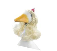 XAGMODSHN Coiffure pour chien - Accessoire décoratif long et bouclé pour rassemblements - Accessoire photo - Facile à porter - Tissu synthétique - Cheveux bouclés - Coiffe pour animal domestique