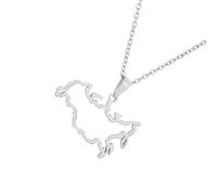 XAGMODSHN Collier avec pendentif creux russe en acier inoxydable robuste - Décoration pour femme et homme - Élégant - Unisexe - Bijoux cadeaux, 45+5cm, Acier inoxydable