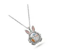 XAGMODSHN Collier avec pendentif en forme de lapins en alliage avec médaillon ouvrable pour garder un secret et accessoire de mode cadeau ami, Argenté., taille unique