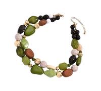 XAGMODSHN Collier avec pendentif multicouche en pierre - Chaîne de clavicule - Style décontracté ou de fête - Cadeau vintage
