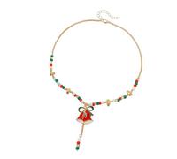 XAGMODSHN Collier de perles festif avec pendentif cloches de Noël avec chaîne d'extension pour tenues quotidiennes Collier festif en alliage Cadeau