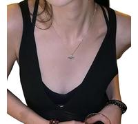 XAGMODSHN Collier minimaliste avec pendentif croisé en argent tendance et réglable, bijoux simples et élégants pour femmes et hommes, 38+5cm, Acier titane