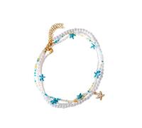 XAGMODSHN Collier multicouche fabriqué à la main avec coquillages naturels et étoiles de mer, tortues et perles - Chaîne réglable - Collier multicouche en coquillages, taille unique, Comme décrit