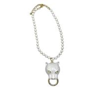 XAGMODSHN Collier pendentif tête de léopard émaillé exagéré, perles à la mode pour femmes, chaîne de clavicule perlée, bijoux rétro, Design de pendentif rétro