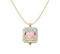 XAGMODSHN Collier sentimental avec cœur ouvrable Rose MOM | Charme carré en cuivre, conception de 0, pouce sur chaîne réglable