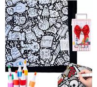 XAGMODSHN Couverture à colorier à faire soi-même avec des marqueurs pour loisirs créatifs, vacances, décoration de la maison, couvertures de coloriage lavables pour adultes