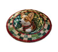 XAGMODSHN Effet Visuel Tapis De Noël Rond À Illusion D'optique Antidérapant pour Salon Chambre Coucher Décors La Maison Noël en Polyester