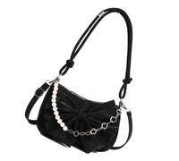 XAGMODSHN Élégant joli sac à bandoulière pour femme avec nœuds, intérieur spacieux, sangle réglable pour plus de confort, sac sous les aisselles en polyuréthane, grand sac sous les bras, Noir , One