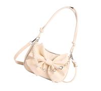 XAGMODSHN Élégant joli sac à bandoulière pour femme avec nœuds, intérieur spacieux, sangle réglable pour plus de confort, sac sous les aisselles en polyuréthane, grand sac sous les bras, blanc, One