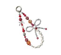 XAGMODSHN Élégant porte-clés en perles avec pendentif chaîne sangle tendance pour téléphone portable femme cordon de téléphone bijoux nouvel an décoration de téléphone