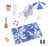 XAGMODSHN Ensemble D'accessoires De Scène Plage pour Maison Poupée avec Meubles Jouets Et Conception Simulation Affichage Intérieur Et Extérieur Accessoires Scène Plage