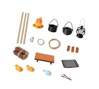 XAGMODSHN Ensemble D'accessoires Miniatures pour Scène De Camping 20 Pièces avec Effet Flamme Superposé Et Outil Cuisine pour Maison Poupée Installation Pique-Nique en Plein Air Accessoires