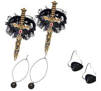 XAGMODSHN Ensemble de costume de pirate pratique en tissu respirant - Accessoires de cosplay pour fêtes et costumes de pirate