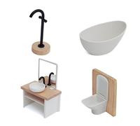 XAGMODSHN Ensemble de Meubles Miniatures d ' Accessoires de Salle de Bains | Meubles en bois avec espace de rangement fonctionnel pour les jeux de rôle imaginatifs et les jeux de simulation