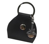 XAGMODSHN Étui pour médiator de guitare - Souple - Portable - Texture cuir - Élégant support pour médiators de guitare, Noir , Silver pendant