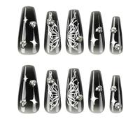 XAGMODSHN Faux ongles à presser détachables French Tip Faux Ongles Creux Papillon Faux Tips Faux Ongles Faux Ongles Faux Ongles Faux Ongles Faux Ongles