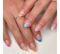 XAGMODSHN Faux ongles brillants à coller en forme d'amande - 12 tailles - Conseils pour French Nails - Décorations d'ongles