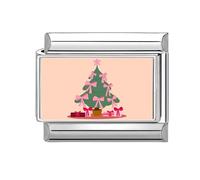 XAGMODSHN Fournitures De Fabrication Perles sur Le Thème Noël Lien Charme Italien Accessoire Fabrication Module Adapté Breloque Festive Rouge en Acier Inoxydable