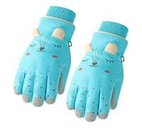 XAGMODSHN Gants d'hiver thermiques chauds pour le snowboard et le ski pour enfants, coupe-vent, respirants, mignons, motif dessin animé, gants jetables pour femmes