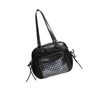 XAGMODSHN Joli sac à main translucide sous les bras avec poignée renforcée, accessoire tendance pour les amateurs de culture Otaku, sac à main transparent en polyuréthane, Noir , One Size