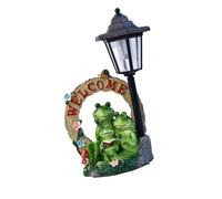 XAGMODSHN Jolie grenouille solaire pour décoration de jardin avec pot de fleurs intégré et éclairage automatique du soir au matin Lampe solaire en résine grenouille d'arbre Lampe solaire décorative