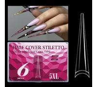 XAGMODSHN Lot de 180 faux ongles transparents extra longs 5XL pour French manucure avec ajustement naturel ongles en acrylique professionnel