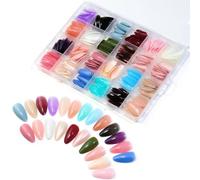 XAGMODSHN Lot de 24 faux ongles carrés colorés et droits pour manucure