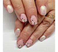 XAGMODSHN Lot de 24 faux ongles courts carrés noirs et blancs à coller sur les ongles pour femme