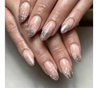 XAGMODSHN Lot de 24 faux ongles en forme d'amande avec motifs flocons de neige