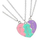 XAGMODSHN Lot de 3 colliers d'amitié avec puzzle en forme de cœur symbolisant le lien portable pour les femmes à la mode et les passionnées de mode, as described, Métal