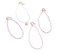 XAGMODSHN Lot de 4 colliers faits à la main pour filles et adolescents - Papillon, cœur, fleur, fausses perles - Cadeau d'amitié