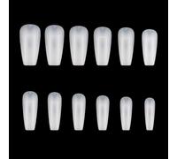 XAGMODSHN Lot de 504 faux ongles carrés extra droits en forme de cercueil courbés C en ABS pour salon de manucure