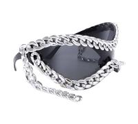 XAGMODSHN Lunettes de soleil modernes avec monture en chaîne en métal UV400, lunettes populaires des années 2000, lunettes punk cool pour un usage quotidien tous les âges
