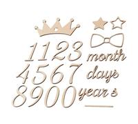 XAGMODSHN Marqueurs De Jalons en Bois pour Accessoires Photographie Bébé Infantile Affichage Pépinière Traqueurs Mois Bébé Ensemble Mots Numériques Photographie Pépinière Signe en Bois