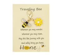 XAGMODSHN Metal HoneyBees Fleur Keychain Glitterming Strassons Accent Élégant Accessoire Portable Pour Les Femmes Girls Lightweight Keychain Accessoire