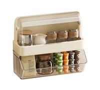 XAGMODSHN Organiseur de rangement à double couche avec couvercle pour comptoir, cuisine, garde-manger, décoration de bureau