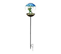 XAGMODSHN Outdoor Solars Figurine de grenouilles avec parapluies solaires Mangeoires à oiseaux Grenouilles Jardin Colibri Mangeoires Décoratives LED Lumière