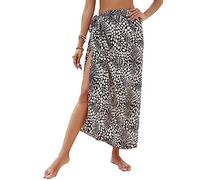 XAGMODSHN Paréo de plage pour femme, long imprimé floral, cache-maillot de bain, jupe portefeuille décontractée en mousseline de soie à nouer sur le côté pour maillots de bain